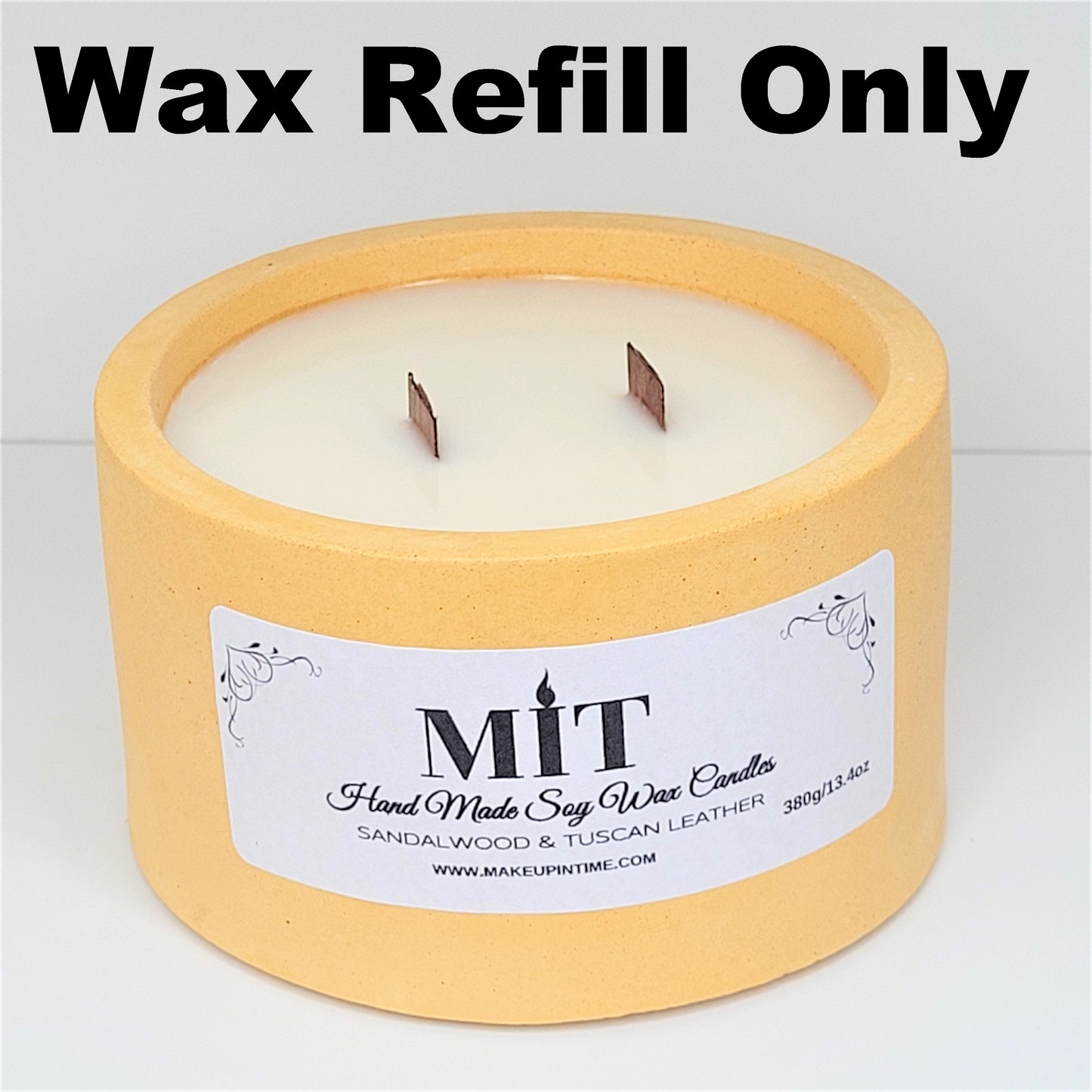 REFILL Candle Wax 380g ( Sandalwood & Tuscan Leather)