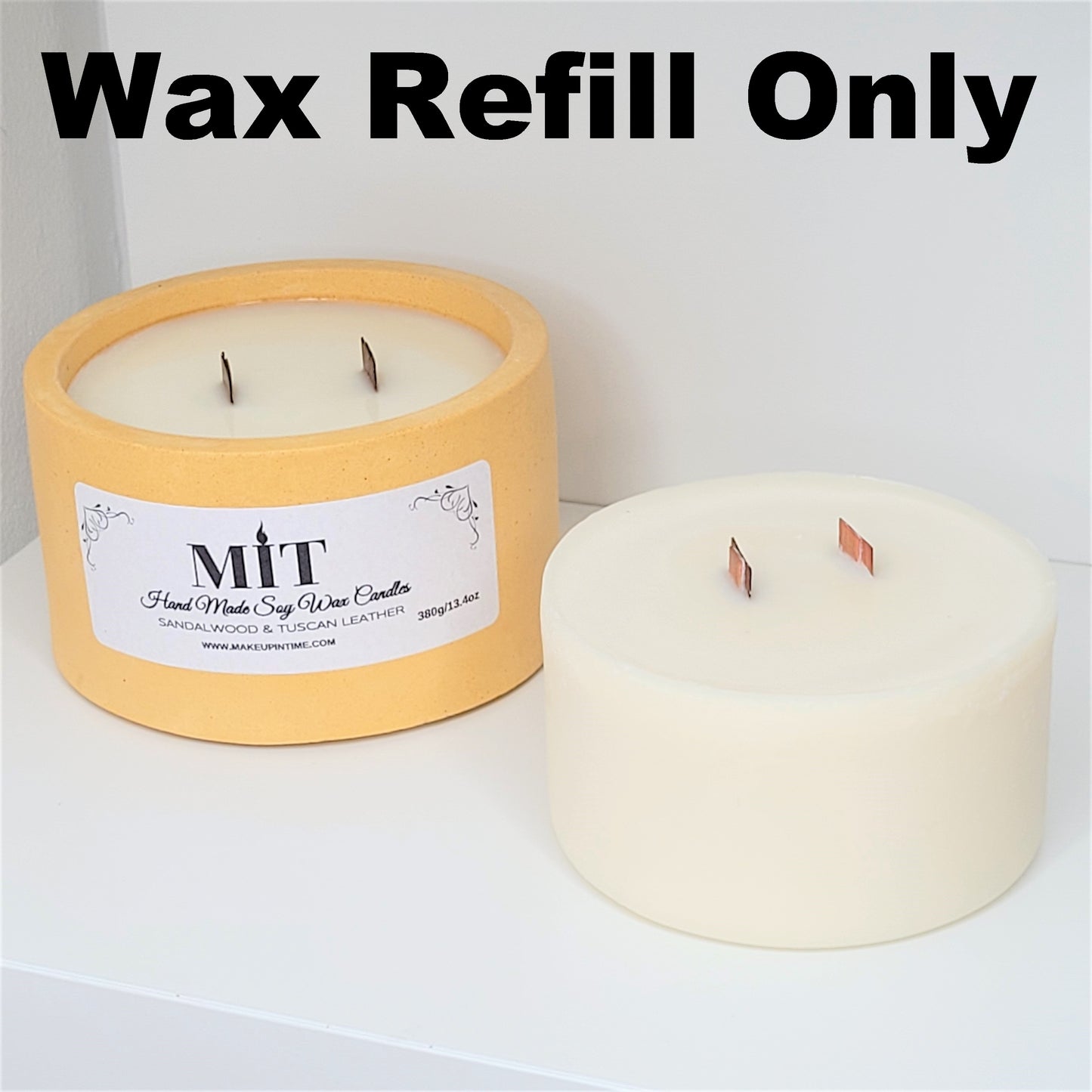 REFILL Candle Wax 380g ( Sandalwood & Tuscan Leather)