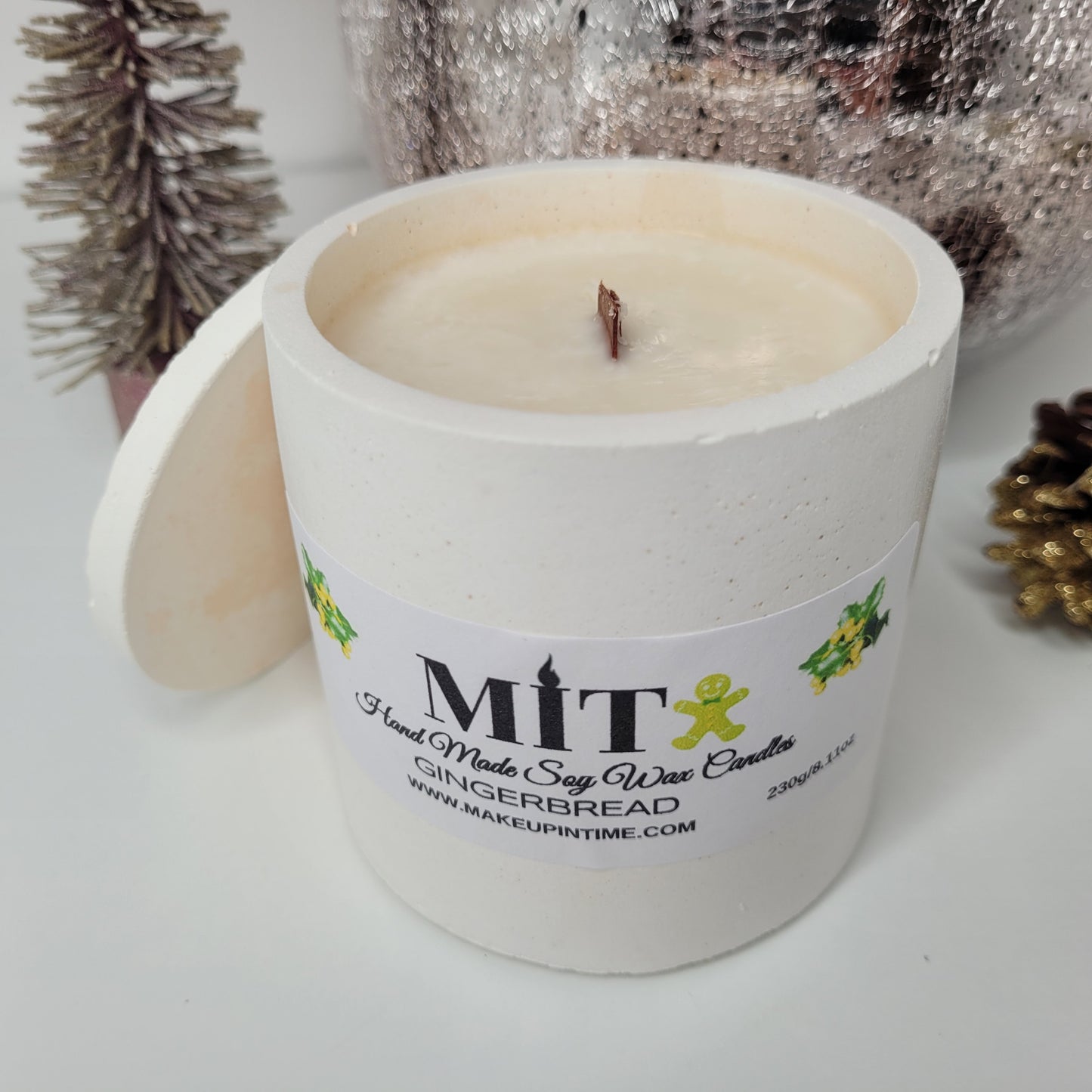 Christmas Soy Wax Candle With Reusable Candle Jar ( Gingerbread )